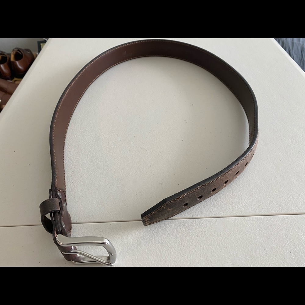 Dark Coffee Brown Leather Tow Belt - Size 34